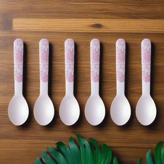 Pink Serenity Table Bamboo Spoon and Fork- Set of 6