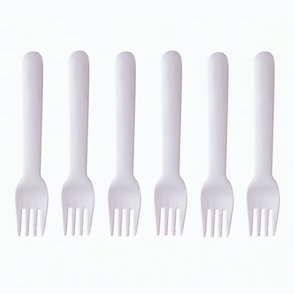 Creamy Cloud White Table Bamboo Spoon and Fork- Set of 6