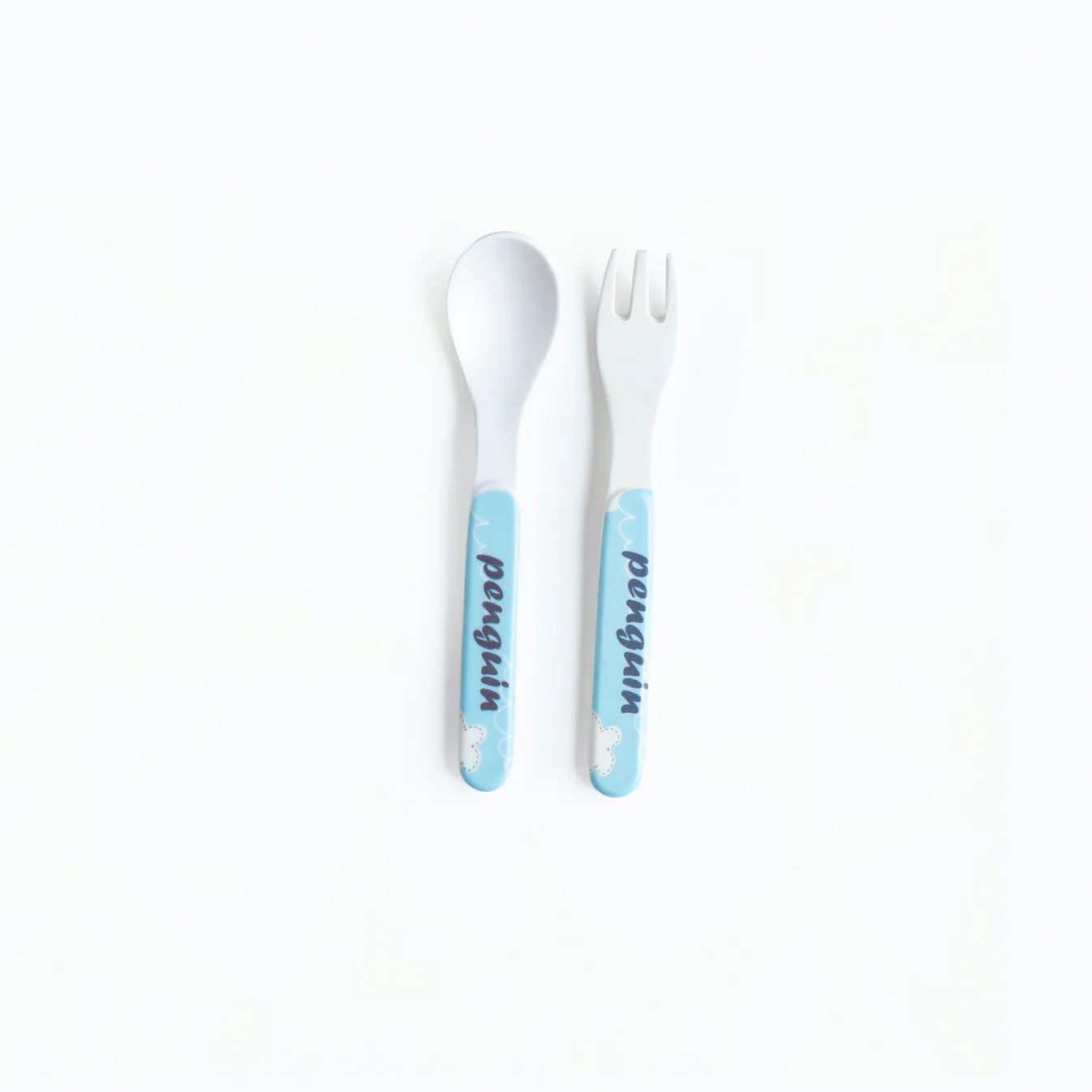 Plucky Penguin Bamboo Kids Bowl with Spoon and Fork -Set of 3