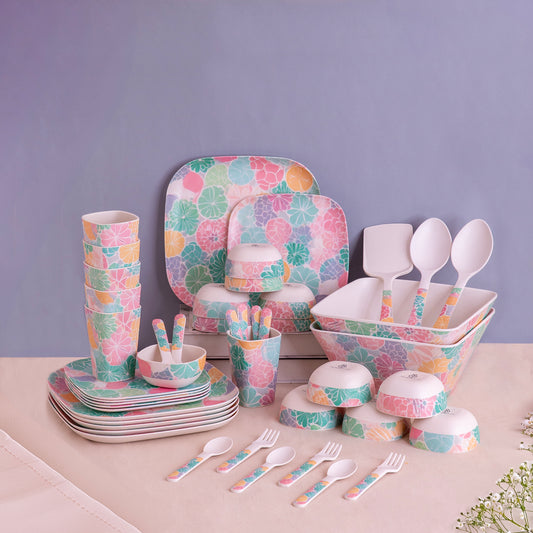 Spring Hues Bamboo Dinner Set of 47