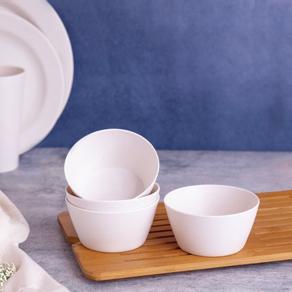 Creamy Cloud White Bamboo Katoris / Small Bowls- Set of 4