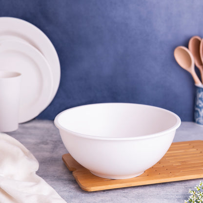 Creamy Cloud White Bamboo Large Serving Bowl