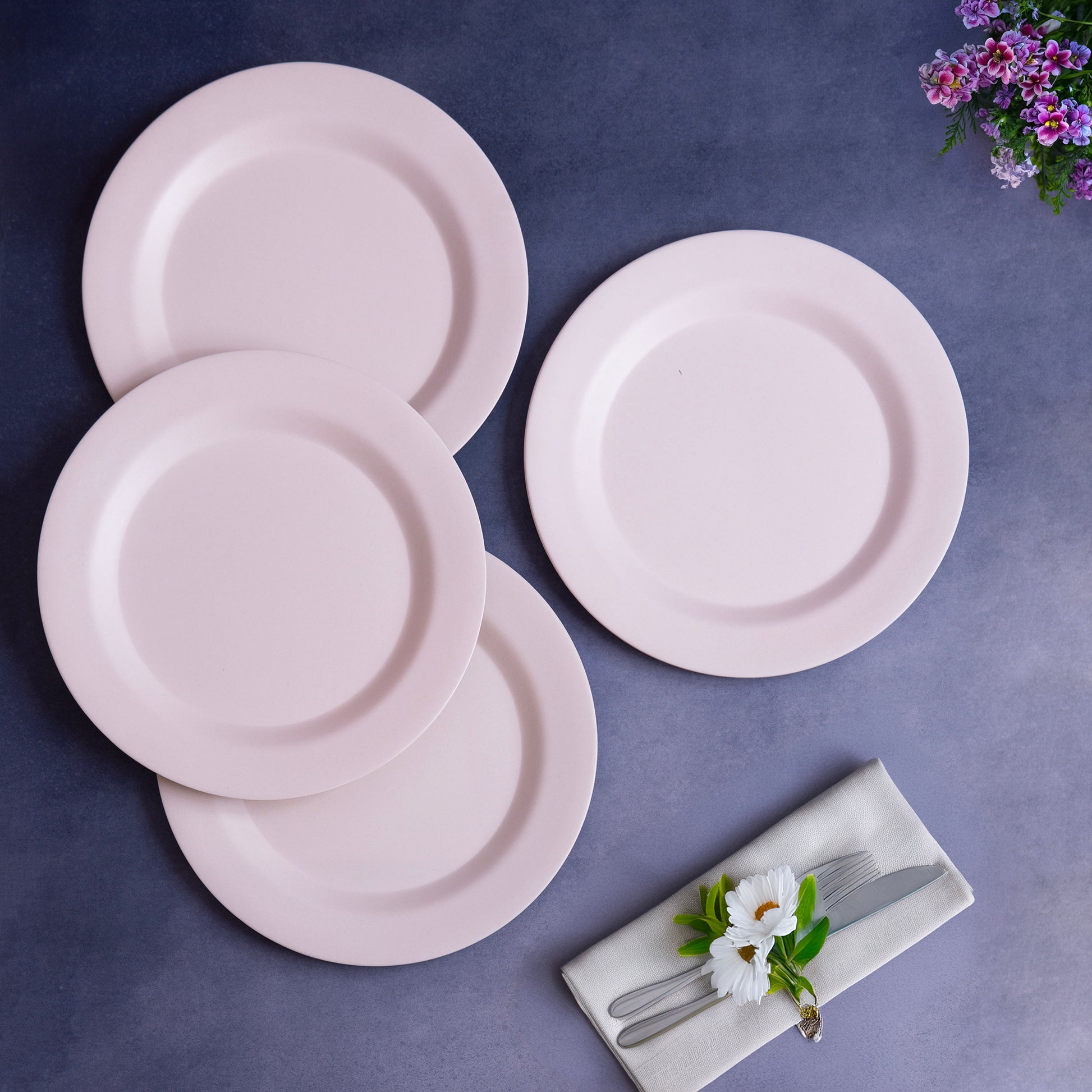 Creamy Cloud White Bamboo Dinner Plates- Set of