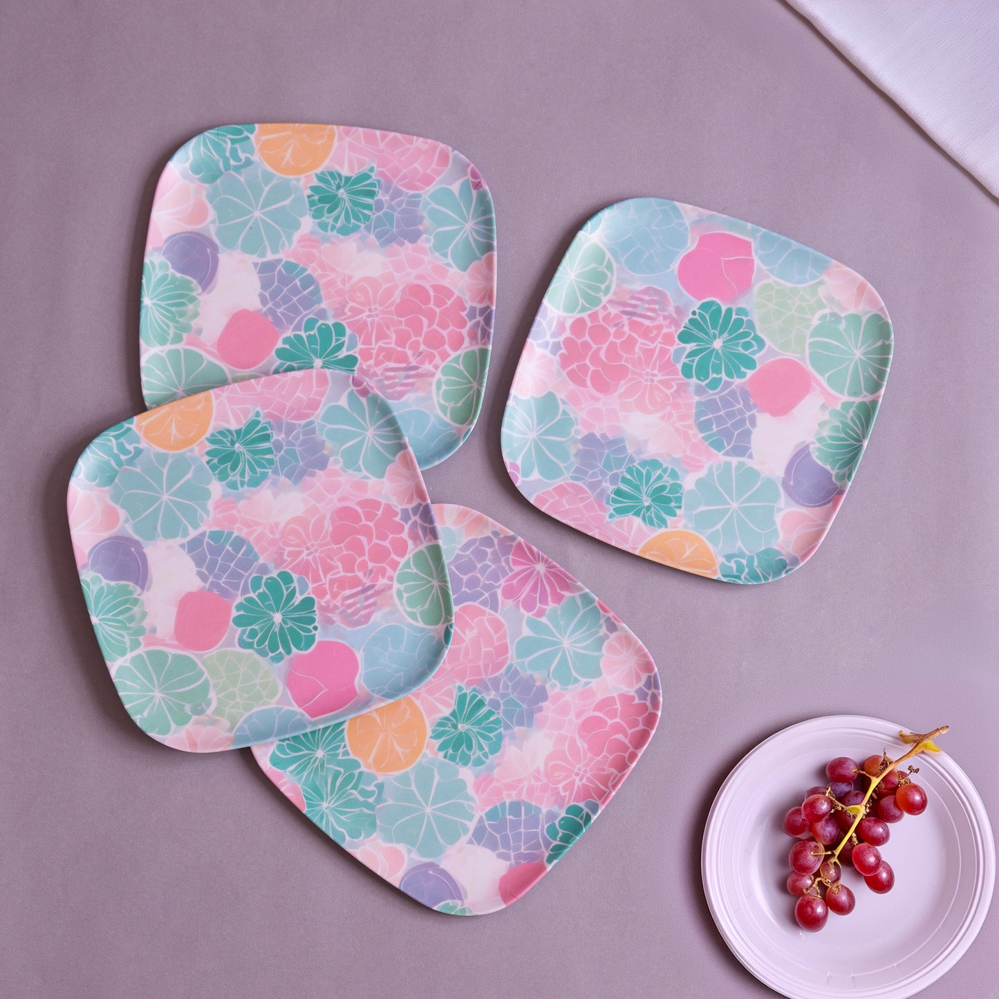 Spring Hues Bamboo Quarter Plates- Set of 4