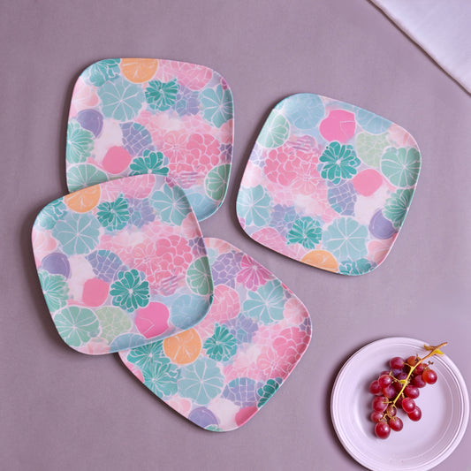 Spring Hues Bamboo Quarter Plates- Set of 4