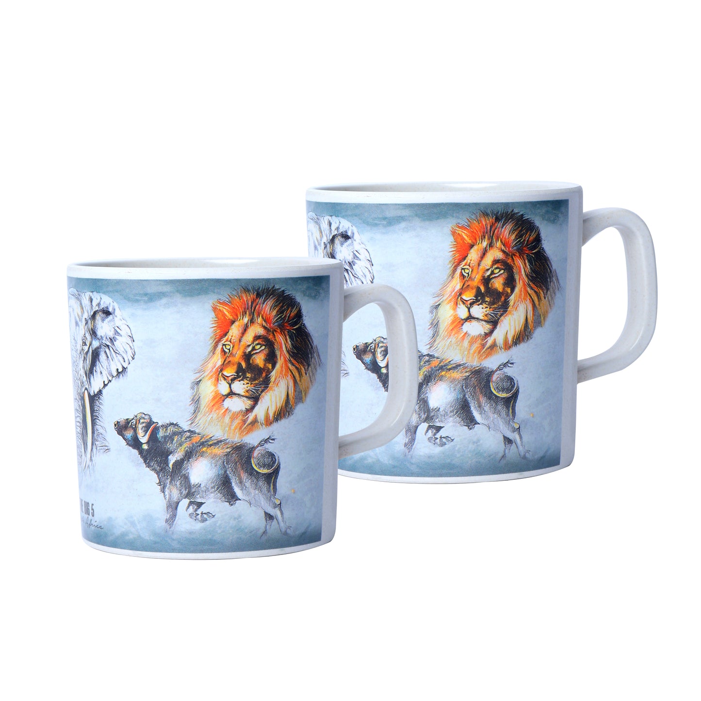 Drinking Mugs / Cups- Set of 2 - Big Five Animals