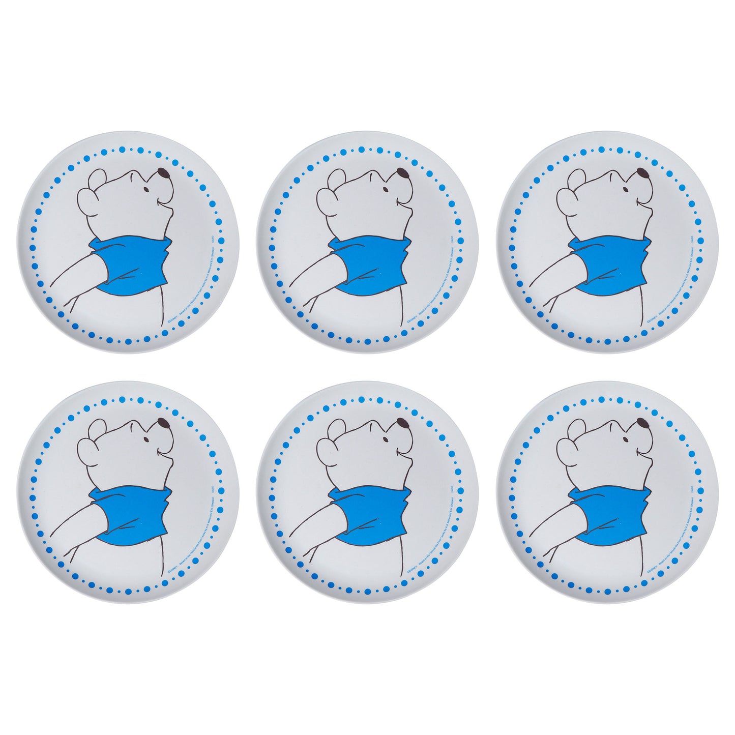 Winnie - The- Poooh Kids Plate- Set of 6- Blue