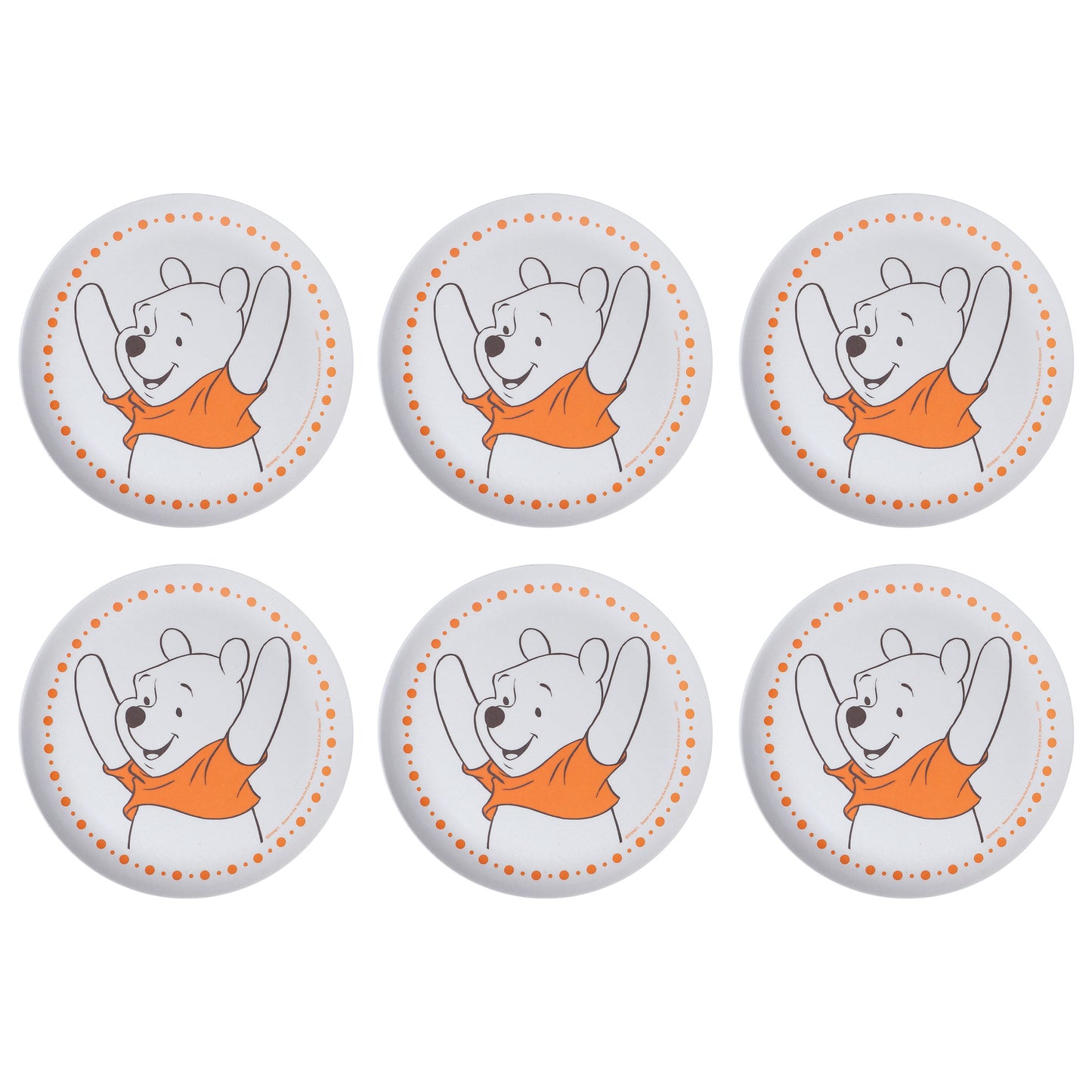 Winnie - The- Poooh Kids Plate- Set of 6- Orange