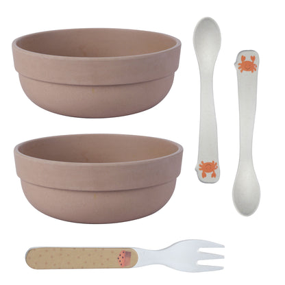 Pastel Brown Kids / Baby Feeding / Dinner / Eating Bowl Set of 5| Includes 2 Bowls,2 Spoons,1 Fork