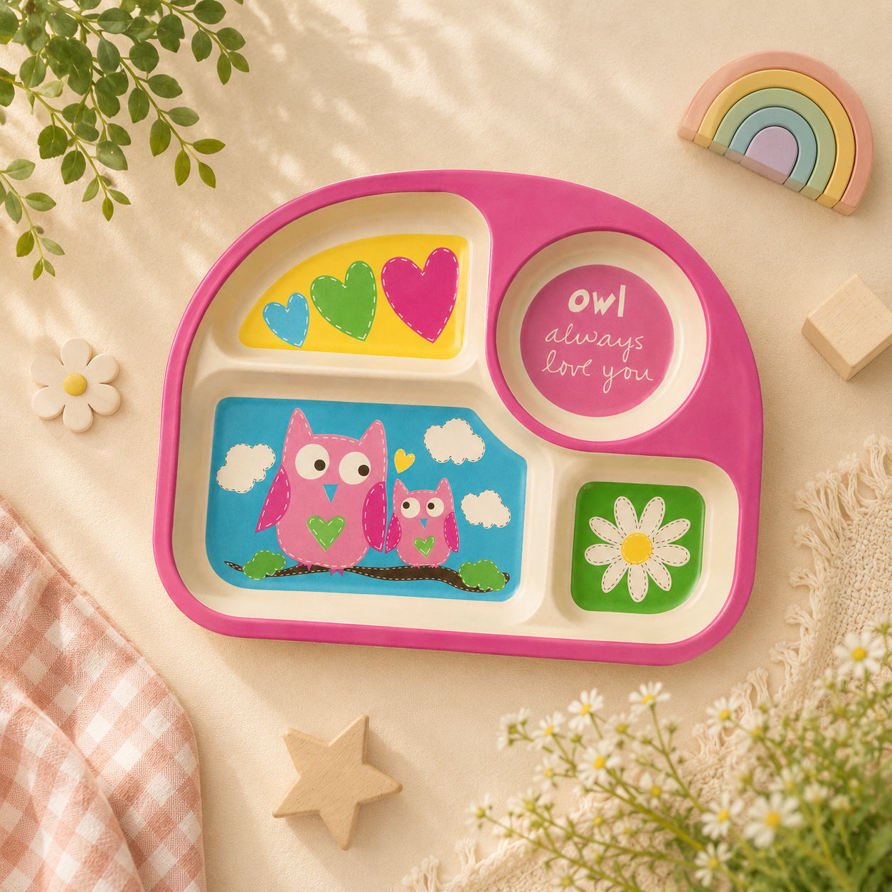 Observant Owl Bamboo Kids Sectioned Plate