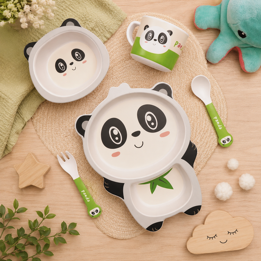 Playful Panda Bamboo Kids Dinner /Feeding Set of 5