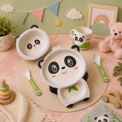 Playful Panda Bamboo Kids Dinner /Feeding Set of 5