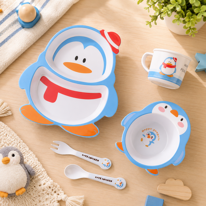 Paddy- The Penguin Bamboo Kids Dinner /Feeding Set of 5