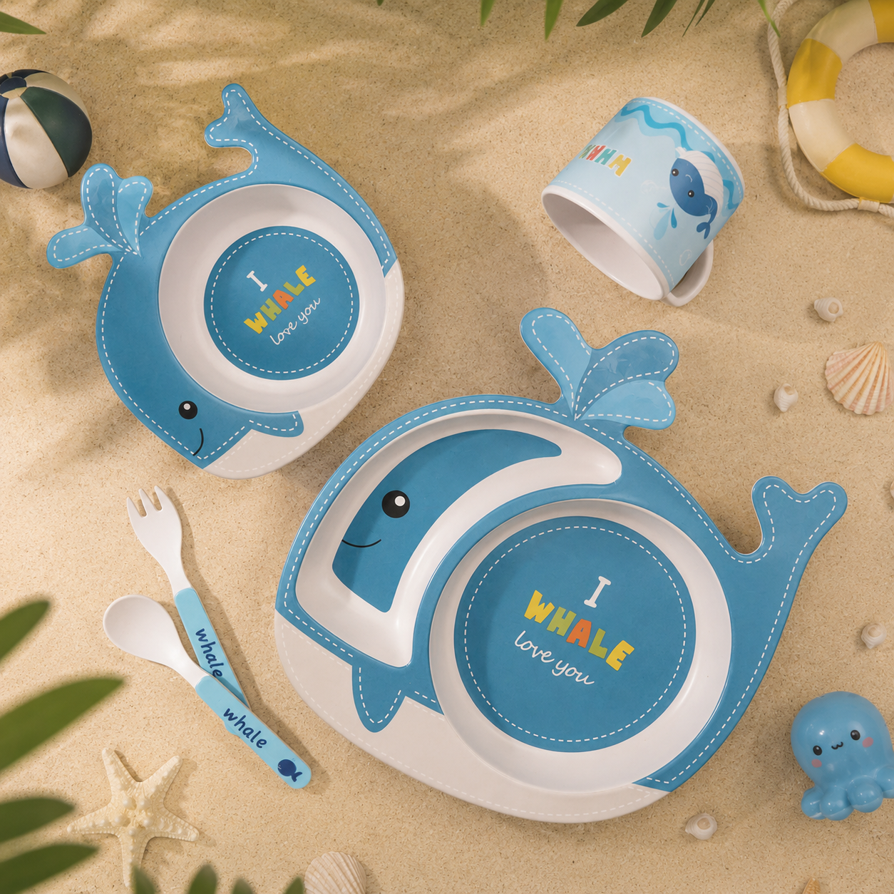 Witty Whale Bamboo Kids Dinner /Feeding Set of 5
