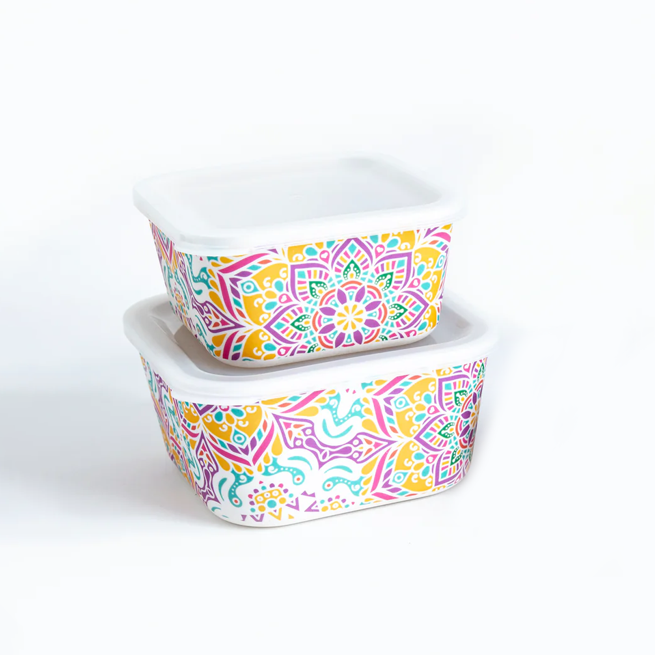 Sunrise Mandala Storage Air-Tight Bamboo Canisters- Set of 2