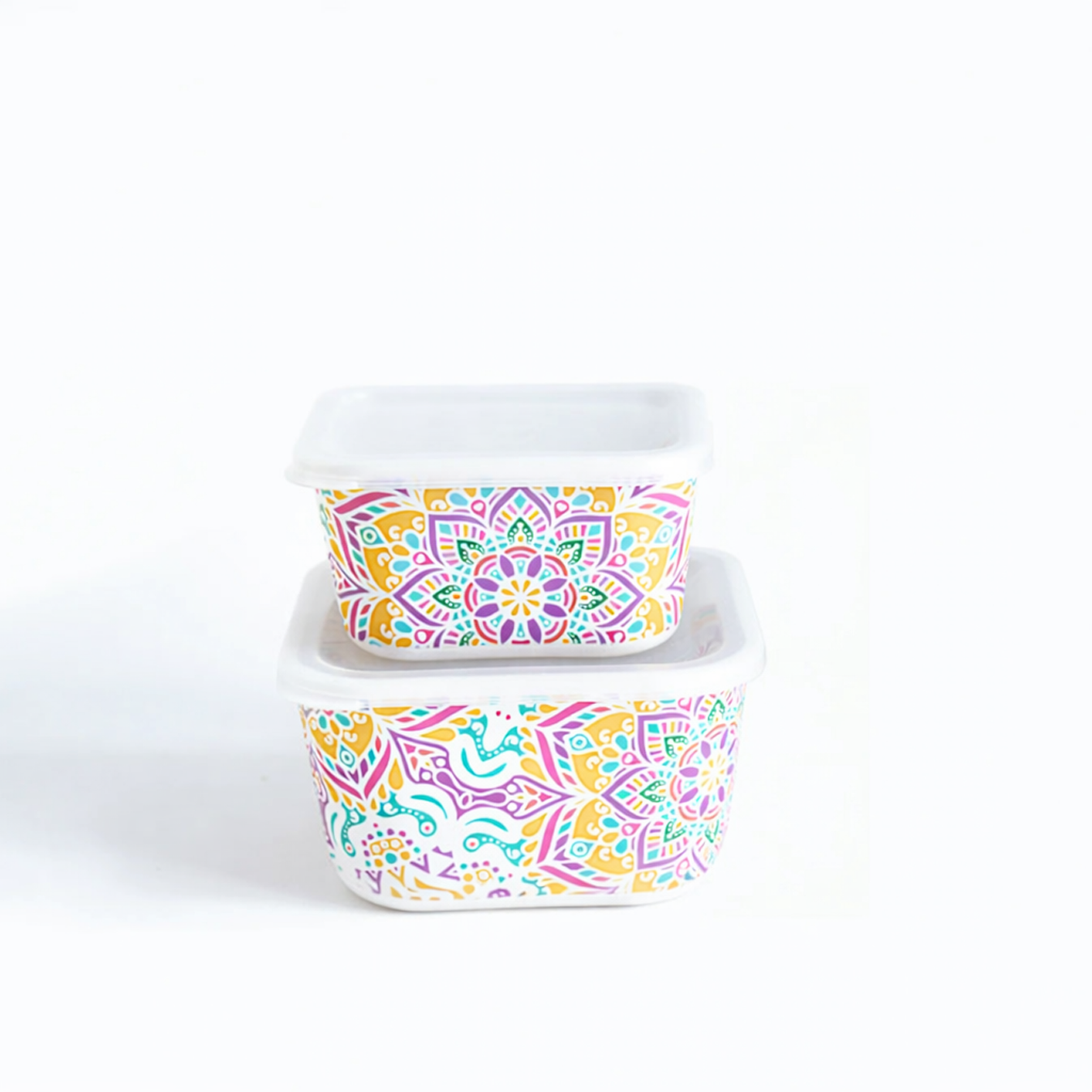 Sunrise Mandala Storage Air-Tight Bamboo Canisters- Set of 2
