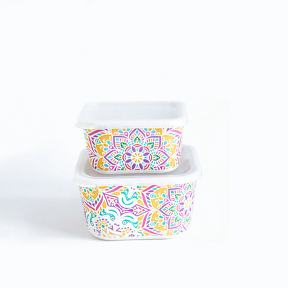 Sunrise Mandala Storage Air-Tight Bamboo Canisters- Set of 2