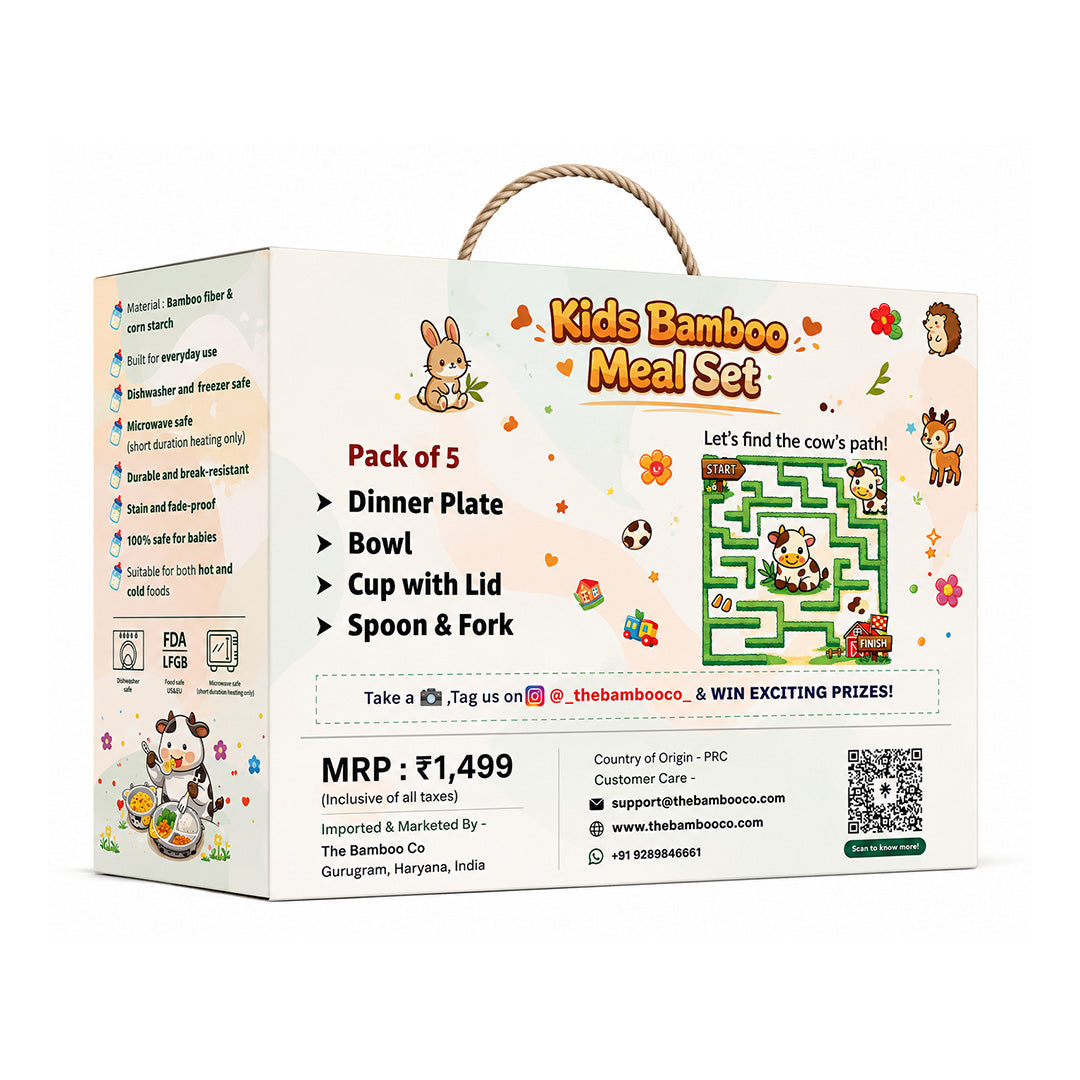 Chubby Cow Bamboo Kids Dinner /Feeding Set of 5