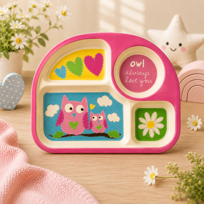 Observant Owl Bamboo Kids Sectioned Plate