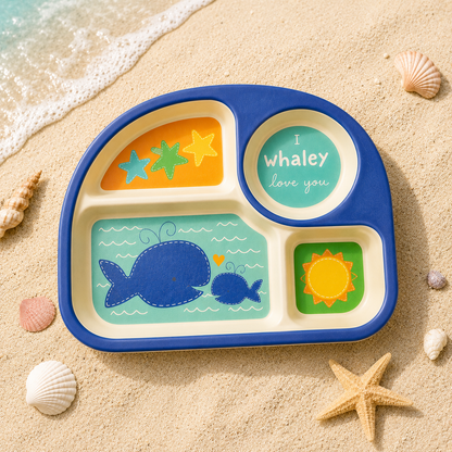 Wobbly Whale Bamboo Kids Sectioned Plate