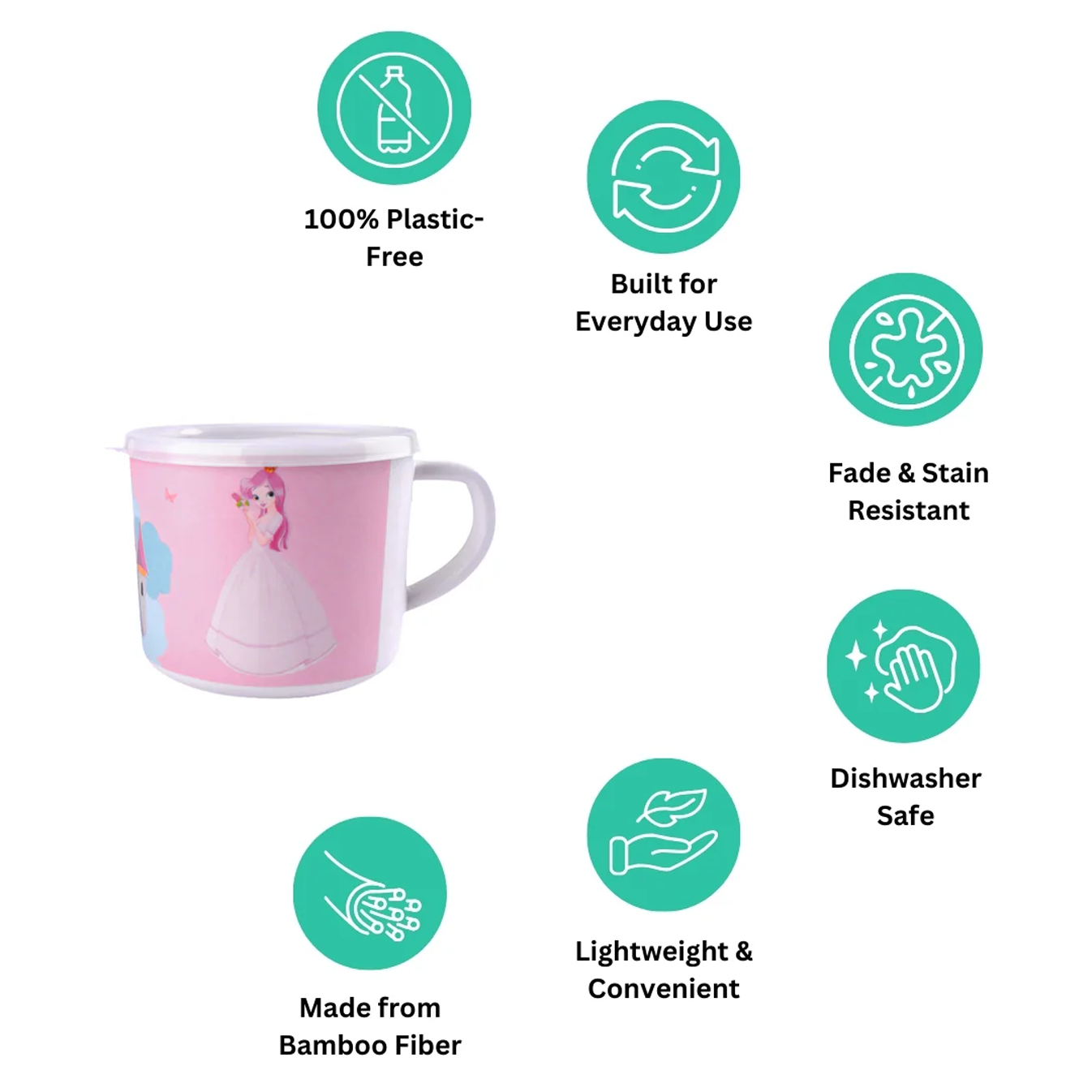 Pretty Princess Bamboo Mug (with Lid)