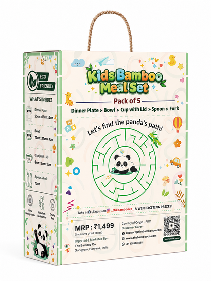 Playful Panda Bamboo Kids Dinner /Feeding Set of 5