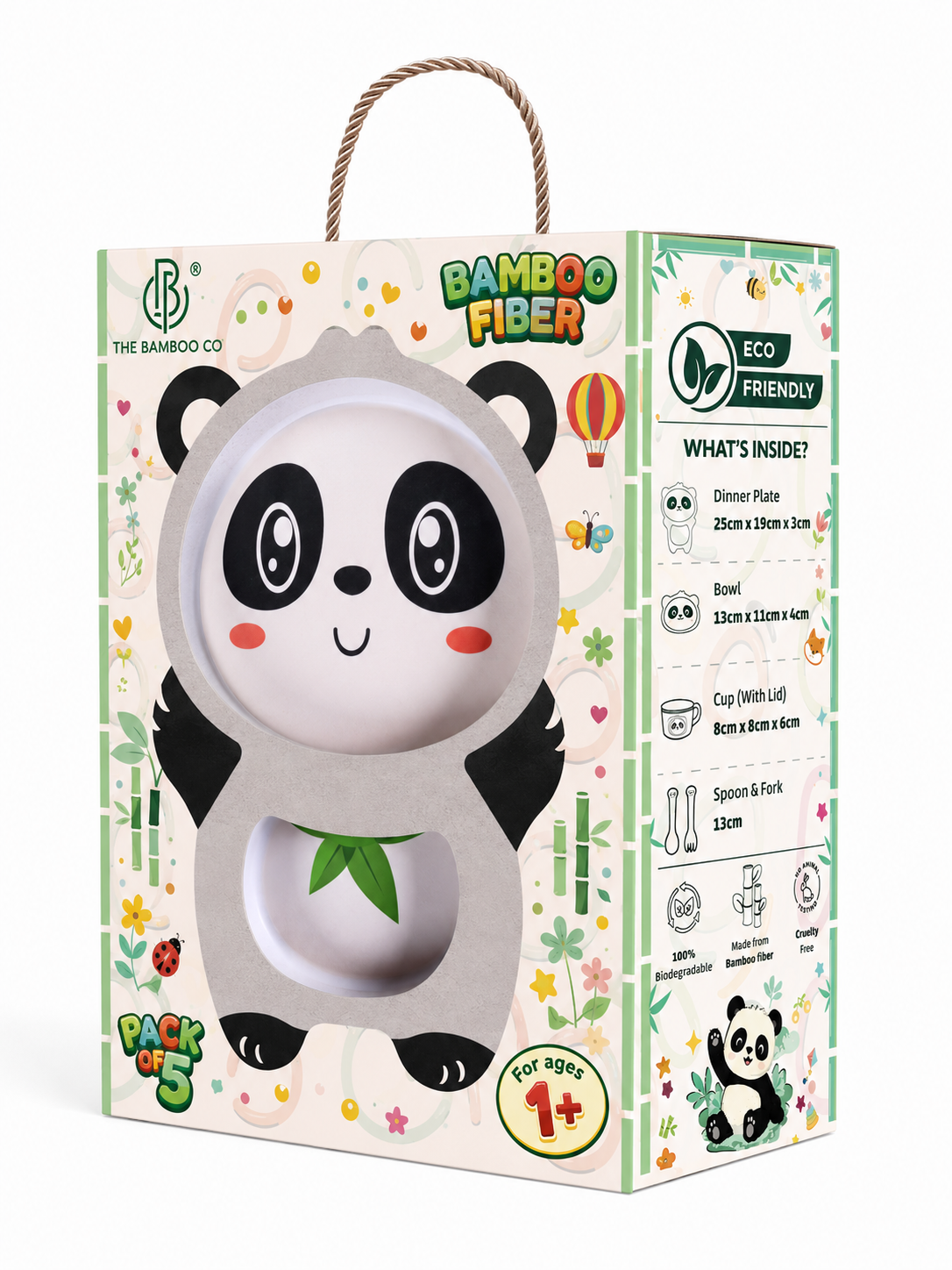 Playful Panda Bamboo Kids Dinner /Feeding Set of 5