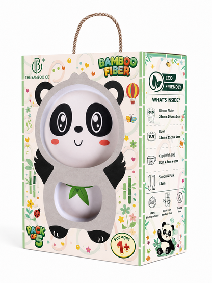 Playful Panda Bamboo Kids Dinner /Feeding Set of 5