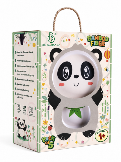 Playful Panda Bamboo Kids Dinner /Feeding Set of 5