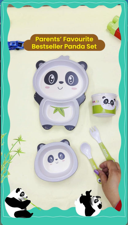 Playful Panda Bamboo Kids Dinner /Feeding Set of 5