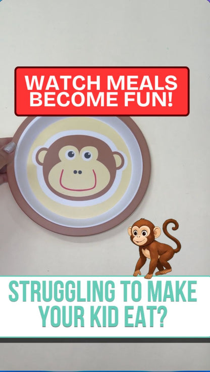 Mighty Monkey Bamboo Kids Dinner /Feeding Set of 5- Round Edition