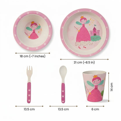 Fluttering Fairy Bamboo Kids Dinner /Feeding Set of 5- Round Edition