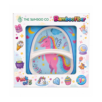 The Unicorn In the Sky Bamboo Kids Dinner /Feeding Set of 5