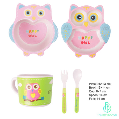 Bamboo Obedient Owl Kids Feeding Set