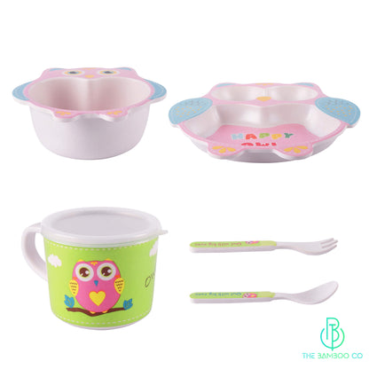 Bamboo Obedient Owl Kids Feeding Set