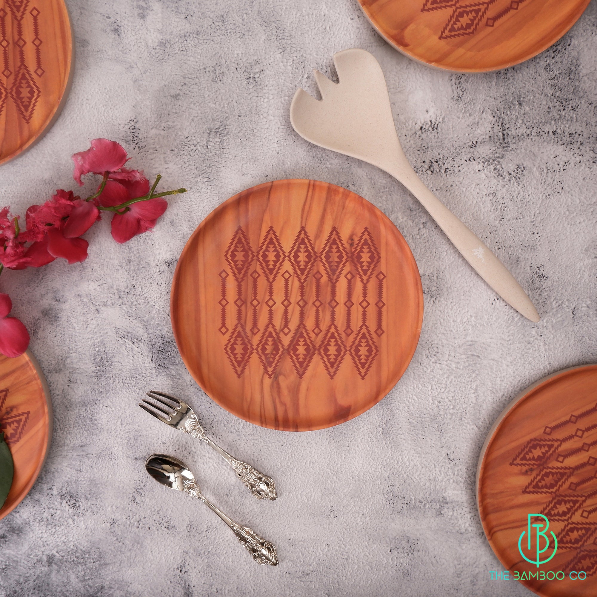 Woody Brown Bamboo Appetizer/Quarter Plate Set of 4 The Bamboo Co