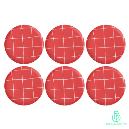 Chequered Appetizer/Quarter Plate -Set of 6