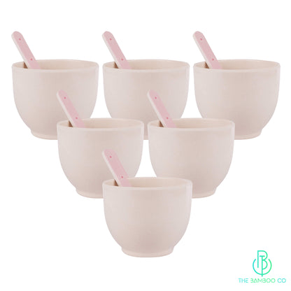 Bamboo  White Dessert Cups with Dessert Spoon