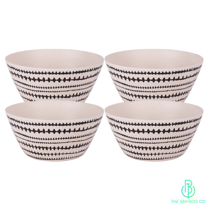 Black Striped Small Fruit/Snack Bowl -Set of 4