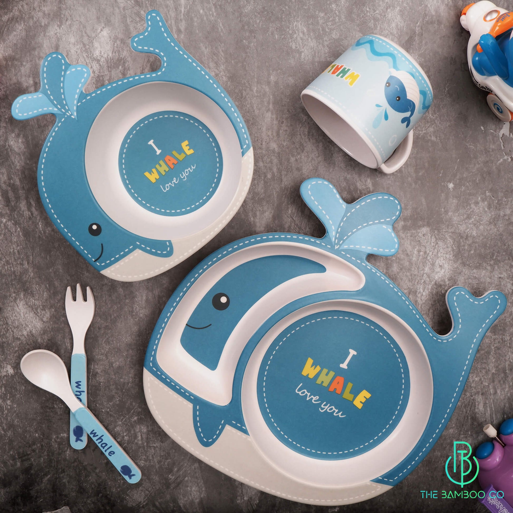 Witty Whale Bamboo Kids Dinner /Feeding Set of