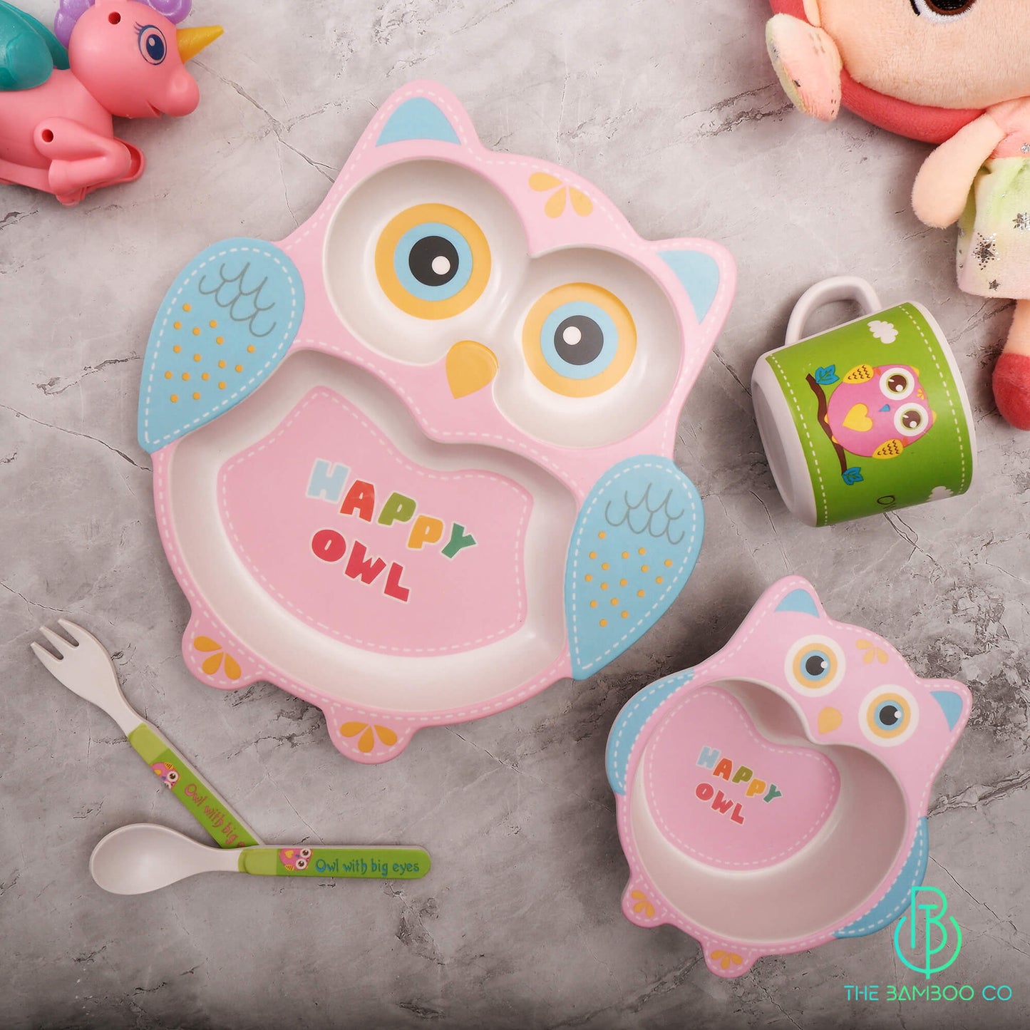 Bamboo Obedient Owl Kids Feeding Set